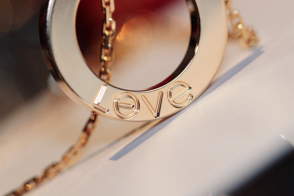 Dream LOVE NECKLACE 16MM 6 DIAMONDS PINK GOLD
