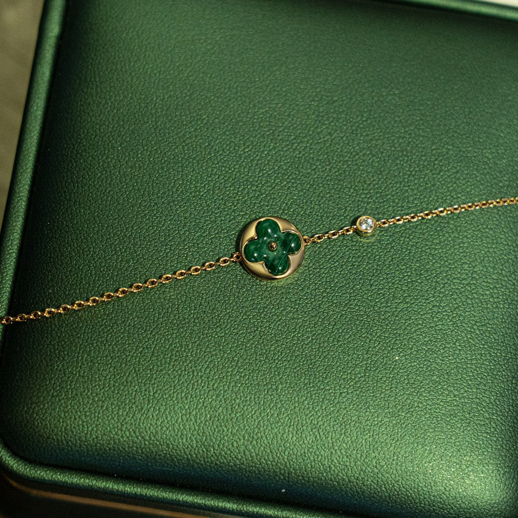 Dream SUN MALACHITE 1 DIAMOND PINK GOLD BRACELET