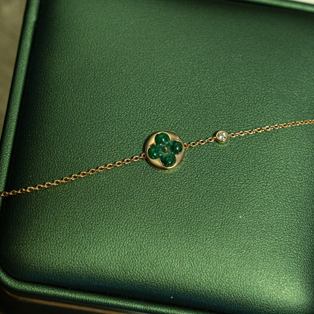 Dream SUN MALACHITE 1 DIAMOND PINK GOLD BRACELET