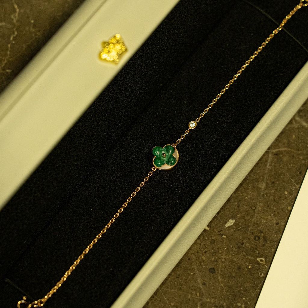 Dream SUN MALACHITE 1 DIAMOND PINK GOLD BRACELET
