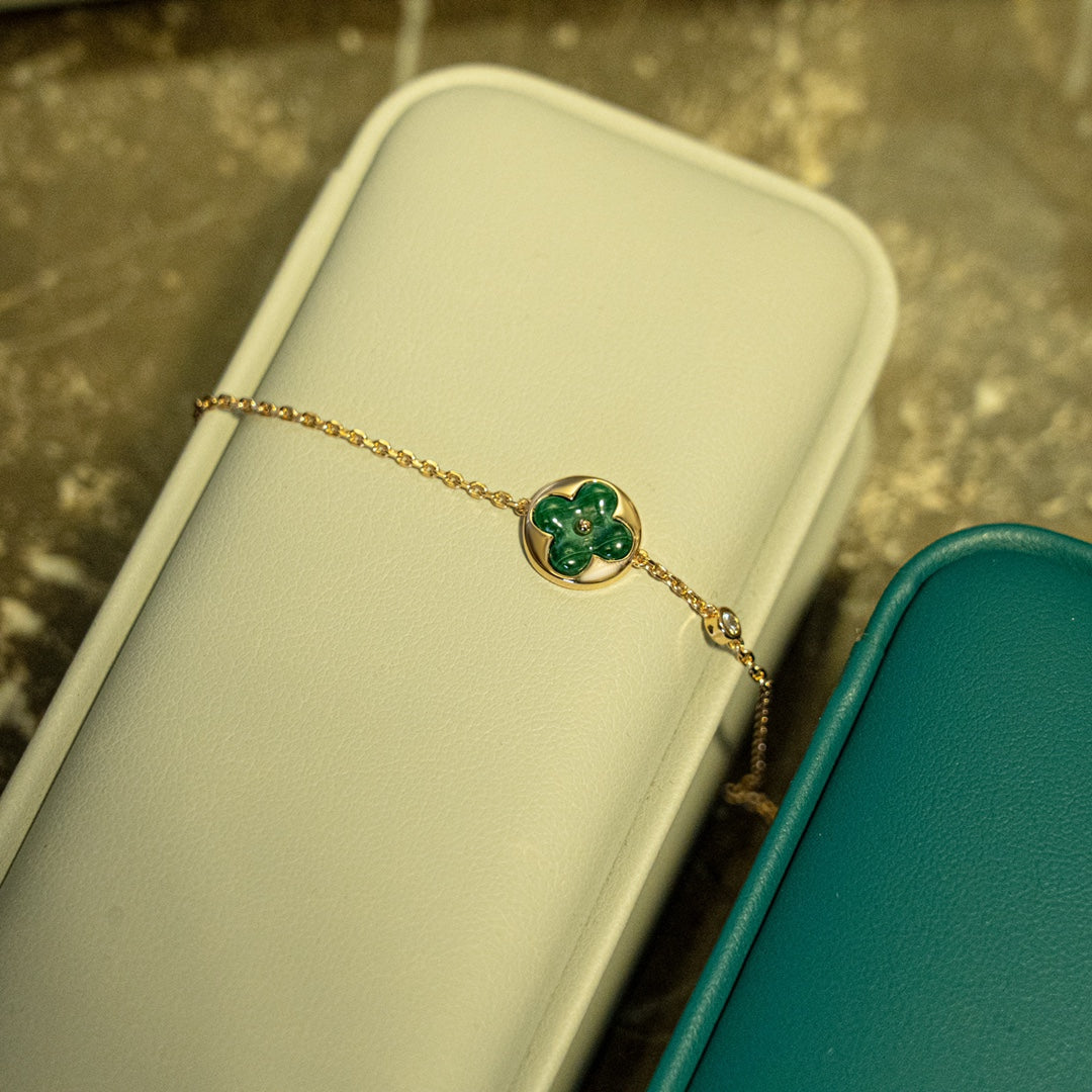 Dream SUN MALACHITE 1 DIAMOND PINK GOLD BRACELET