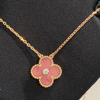 Dream CLOVER 15MM DIAMOND RHODONITE NECKLACE