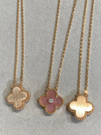 Dream CLOVER 15MM DIAMOND RHODONITE NECKLACE