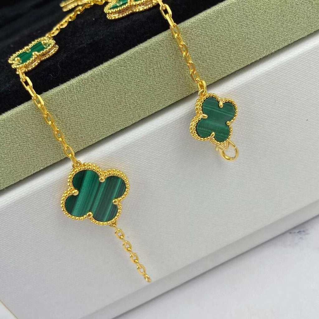 DREAM MAGIC CLOVER MALACHIT GOLDARMBAND 5 MOTIVE