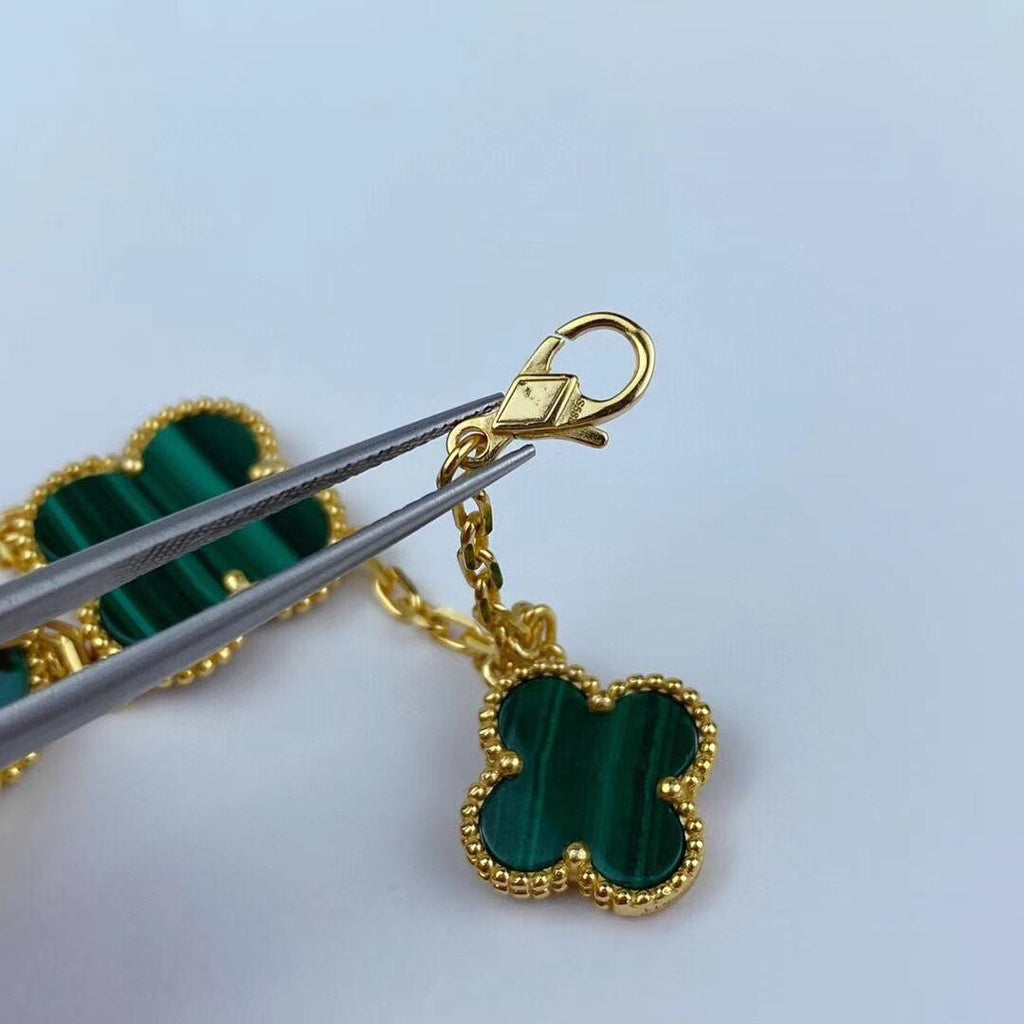 DREAM MAGIC CLOVER MALACHIT GOLDARMBAND 5 MOTIVE