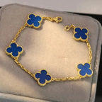 [Dream ]Neue CLOVER 5 MOTIF BLAUER ACHAT ARMBAND KOLLEKTION