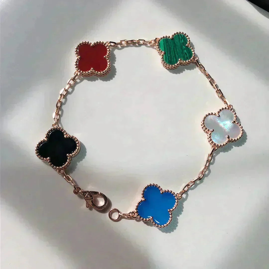 [Dream ]New CLOVER 5 MOTIFS MULTICOLOR BRACELET