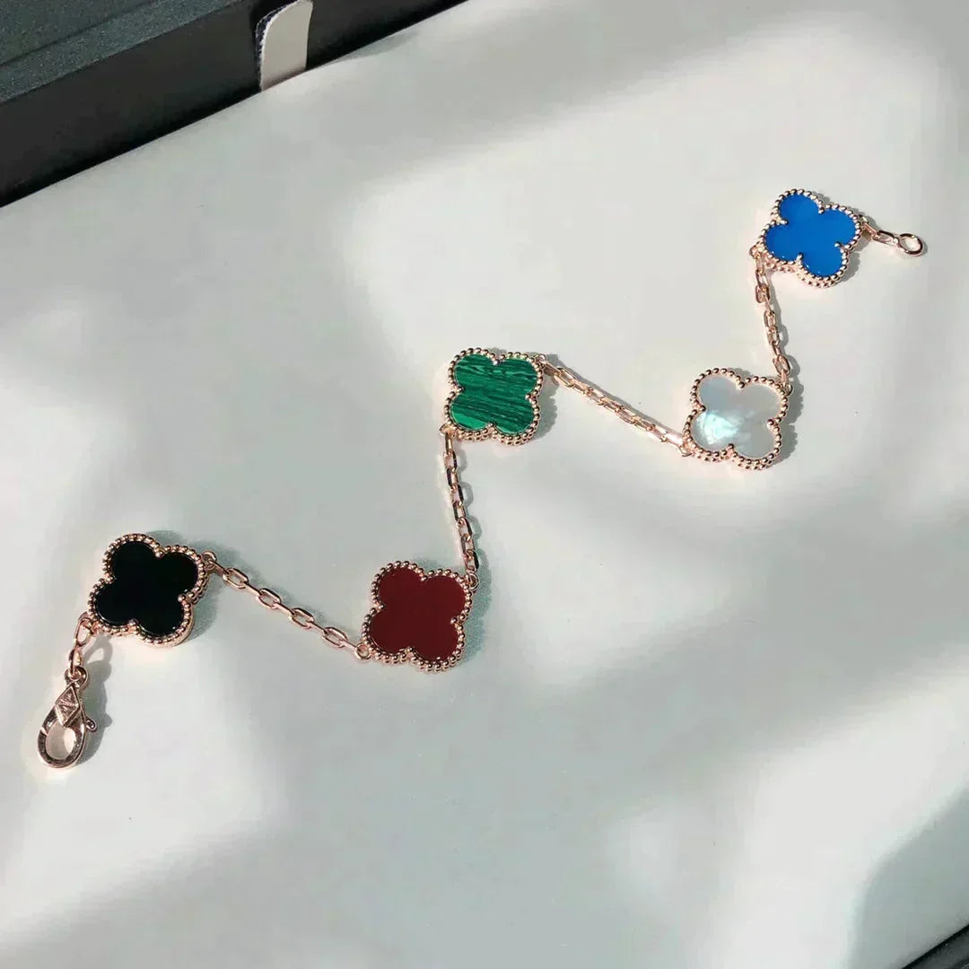 [Dream ]New CLOVER 5 MOTIFS MULTICOLOR BRACELET