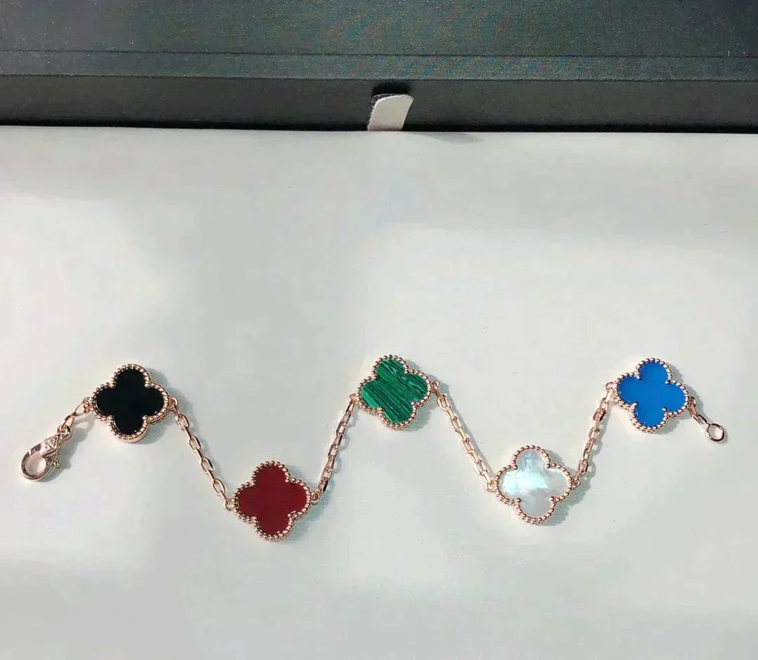 [Dream ]New CLOVER 5 MOTIFS MULTICOLOR BRACELET
