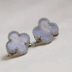 Dream CLOVER MEDIUM 1 MOTIFS  WHITE MOP EARRINGS SILVER