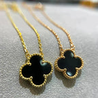 Dream CLOVER 15MM BLACK ONYX SINGLE FLOWER NECKLACE