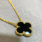 Dream CLOVER 15MM BLACK ONYX SINGLE FLOWER NECKLACE