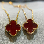 Dream CLOVER 15MM CARNELIAN SINGLE FLOWER NECKLACE