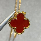 Dream CLOVER 15MM CARNELIAN SINGLE FLOWER NECKLACE