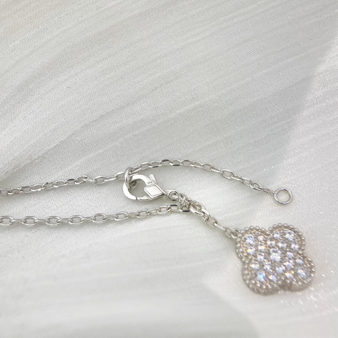 Dream CLOVER 5 MOTIFS SILVER DIAMONDS NECKLACE