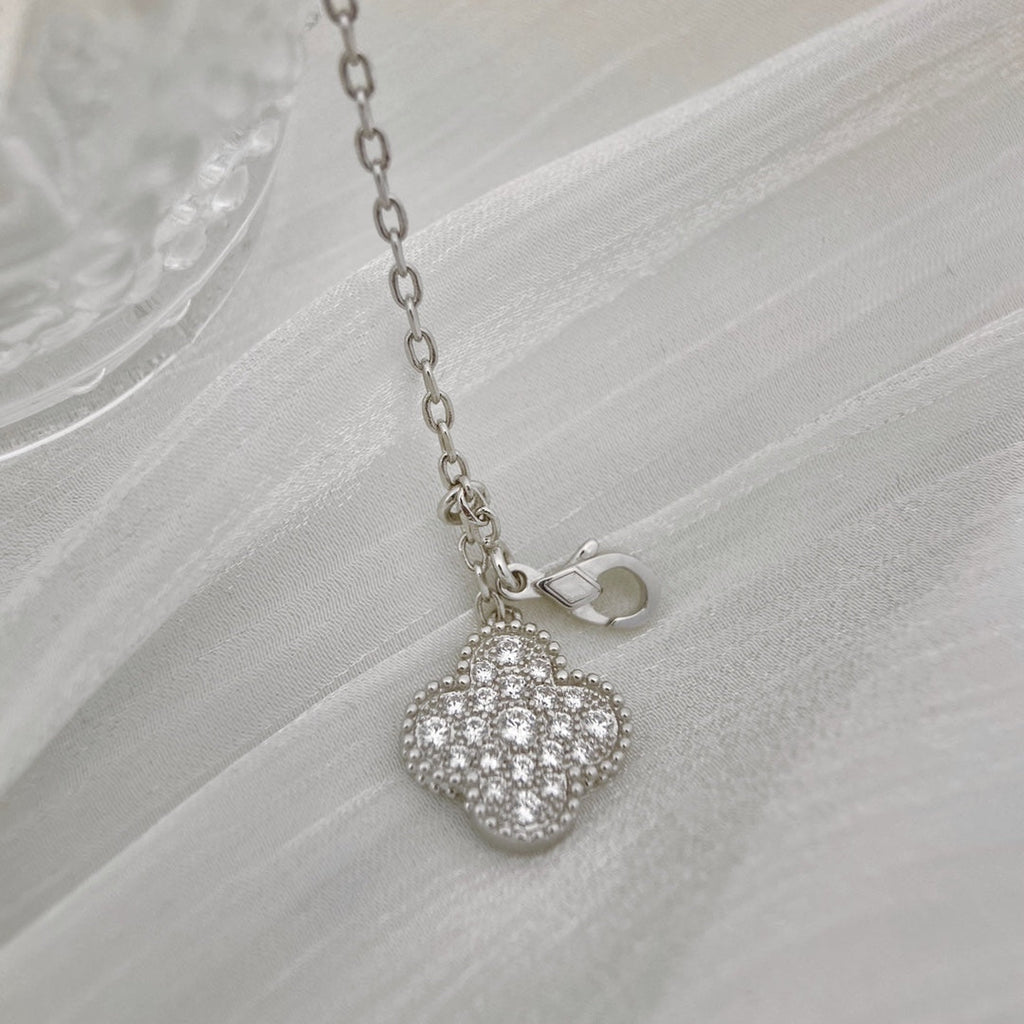 Dream CLOVER 5 MOTIFS SILVER DIAMONDS NECKLACE