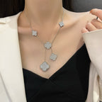 Dream CLOVER 5 MOTIFS SILVER DIAMONDS NECKLACE