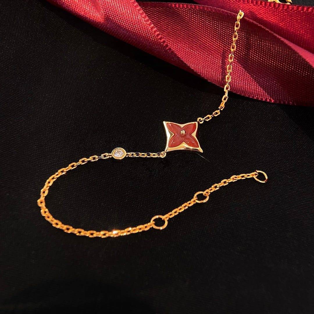 Dream COLOR STAR CARNELIAN PINK GOLD DIAMOND BRACELET