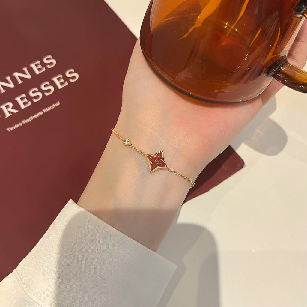 Dream COLOR STAR CARNELIAN PINK GOLD DIAMOND BRACELET