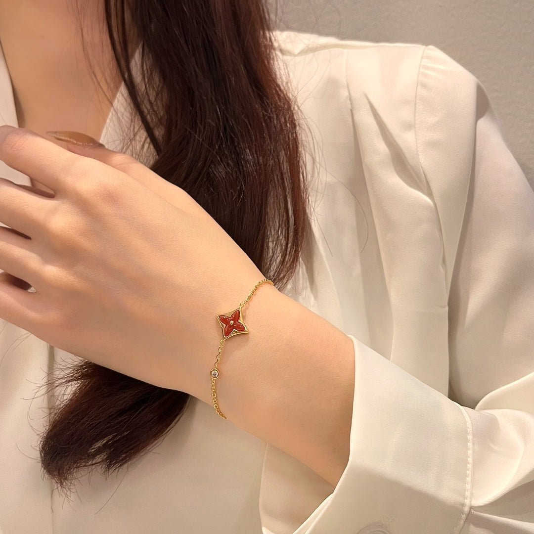 Dream COLOR STAR CARNELIAN PINK GOLD DIAMOND BRACELET