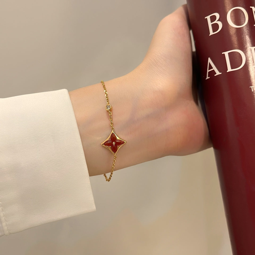 Dream COLOR STAR CARNELIAN PINK GOLD DIAMOND BRACELET