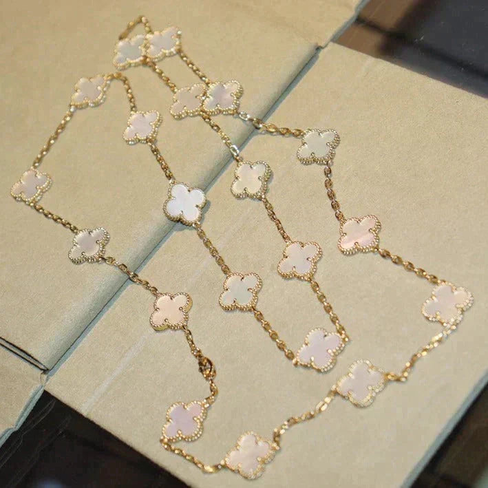 Dream CLOVER 20 Motive Halskette aus weißem Perlmutt