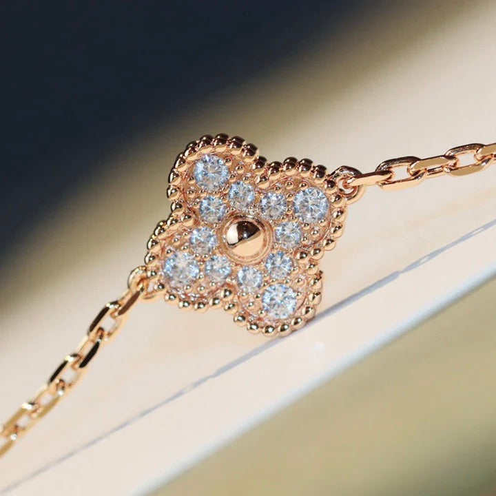 Dream CLOVER 20 MOTIVE DUNKLES PERLMUTT DIAMANT-HALSKETTE