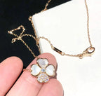 Traum-Kleeblatt-MOP-Diamant-Halskette in Roségold