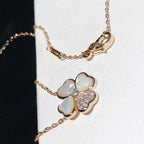 Traum-Kleeblatt-MOP-Diamant-Halskette in Roségold