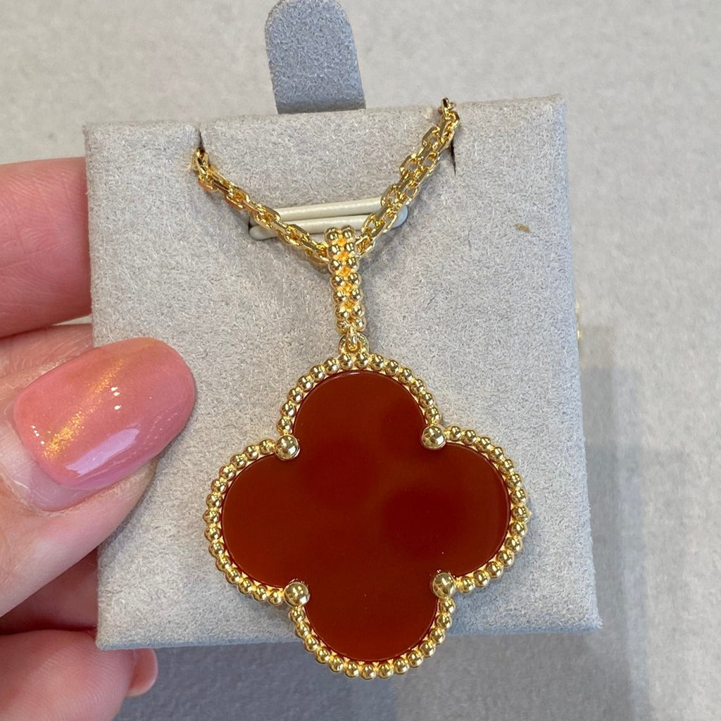 Dream CLOVER 25MM NECKLACE GOLD CARNELIAN