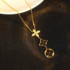 Dream STAR AND SUN ONYX PINK GOLD NECKLACE