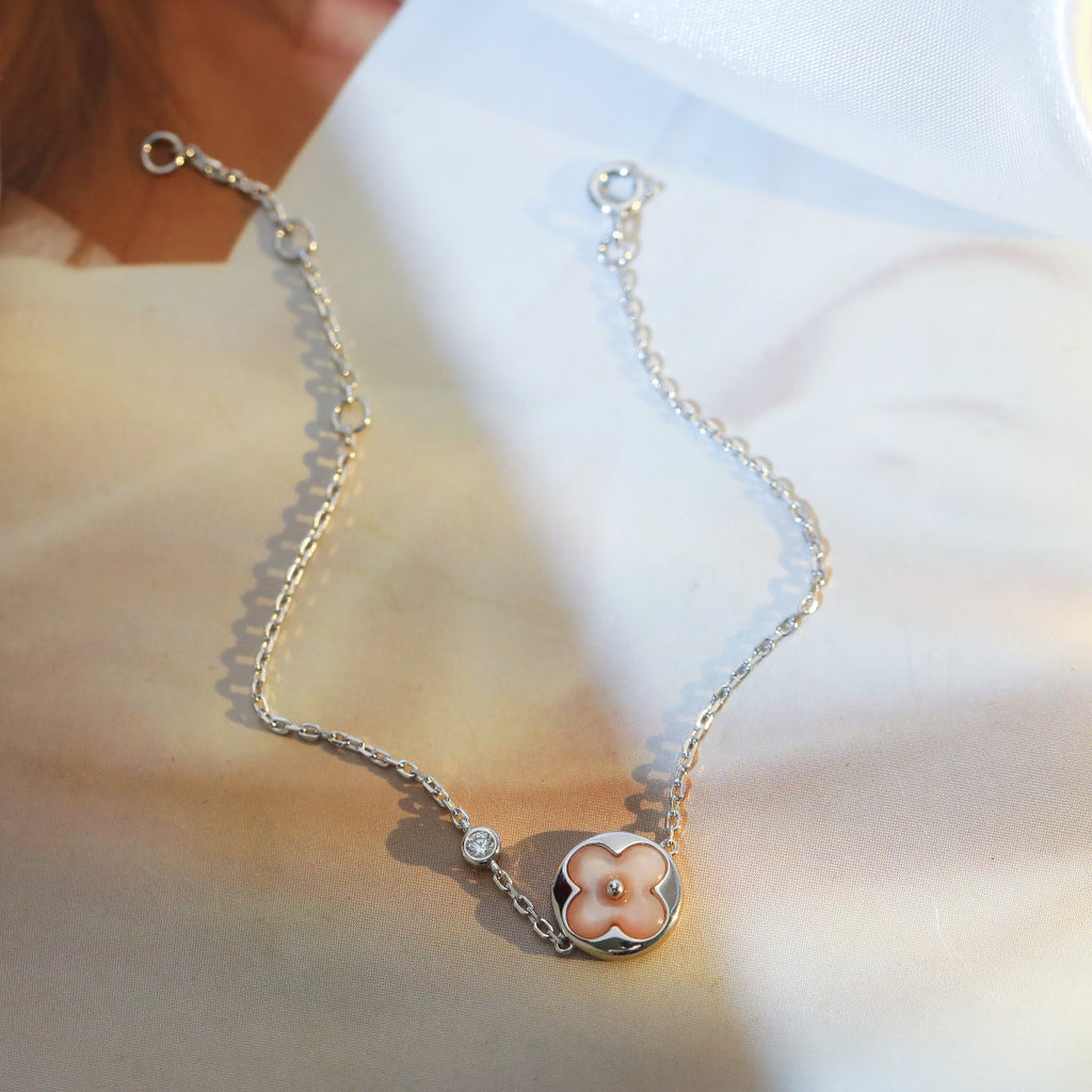 Dream SUN MOTIF PINK MOP SILVER BRACELET