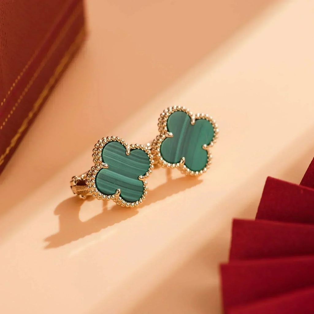 Dream CLOVER MEDIUM 1 MOTIFS MALACHITE  EARRINGS