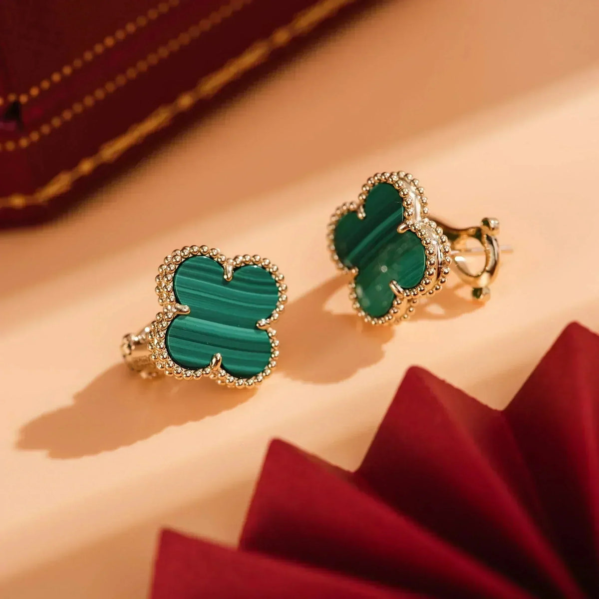 Dream CLOVER MEDIUM 1 MOTIFS MALACHITE  EARRINGS