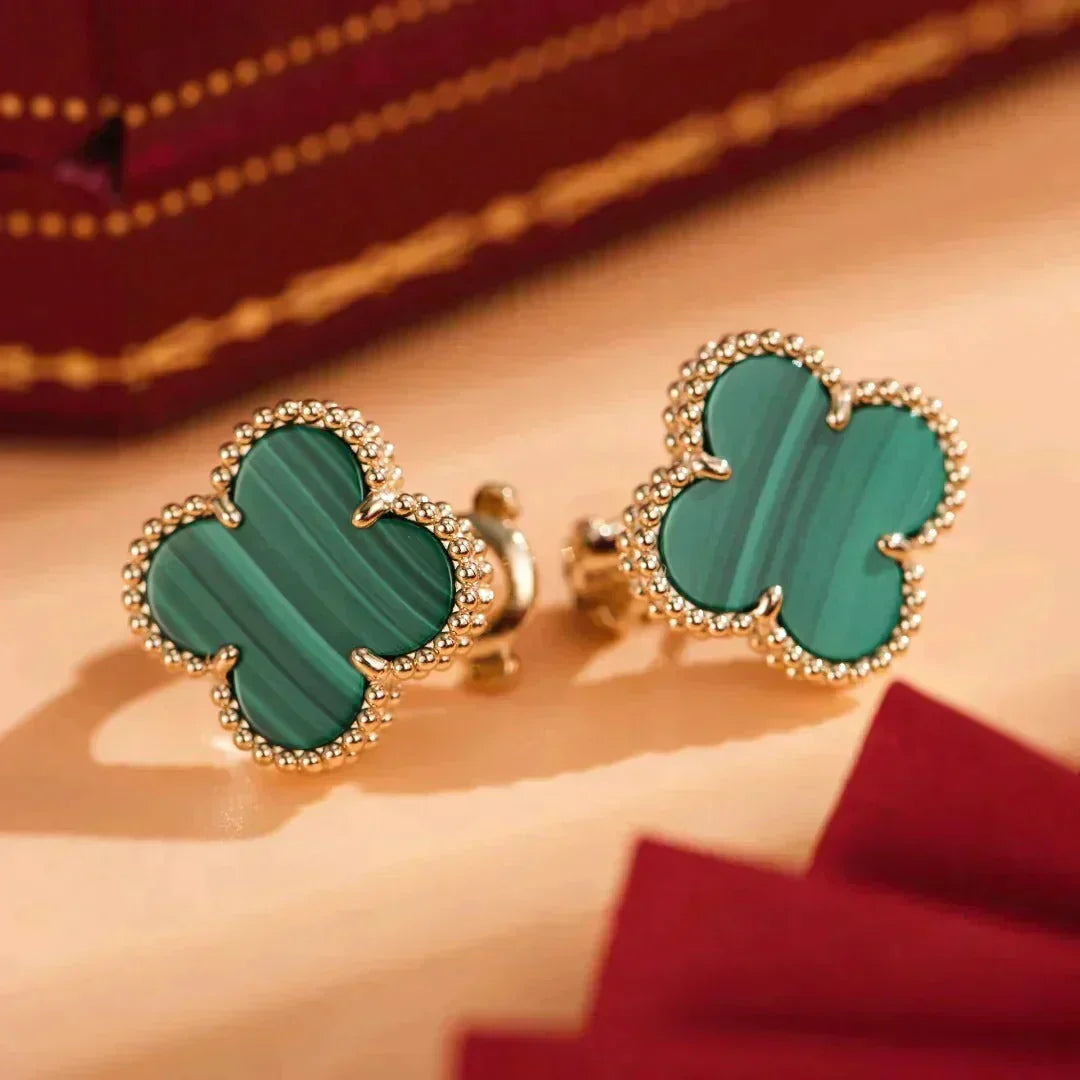 Dream CLOVER MEDIUM 1 MOTIFS MALACHITE  EARRINGS