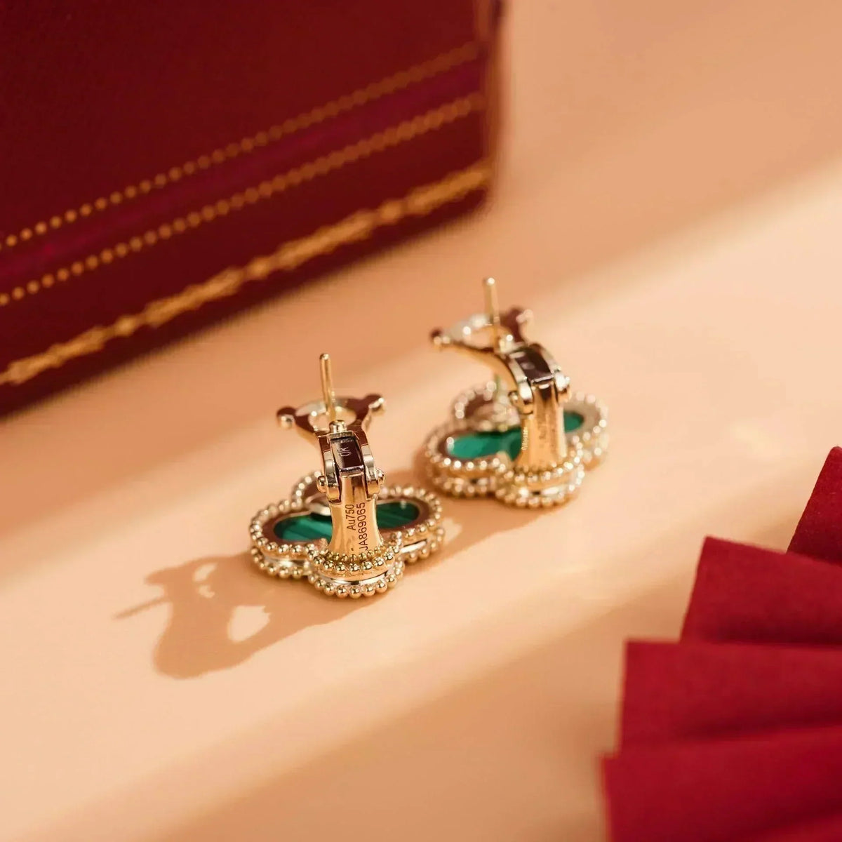 Dream CLOVER MEDIUM 1 MOTIFS MALACHITE  EARRINGS