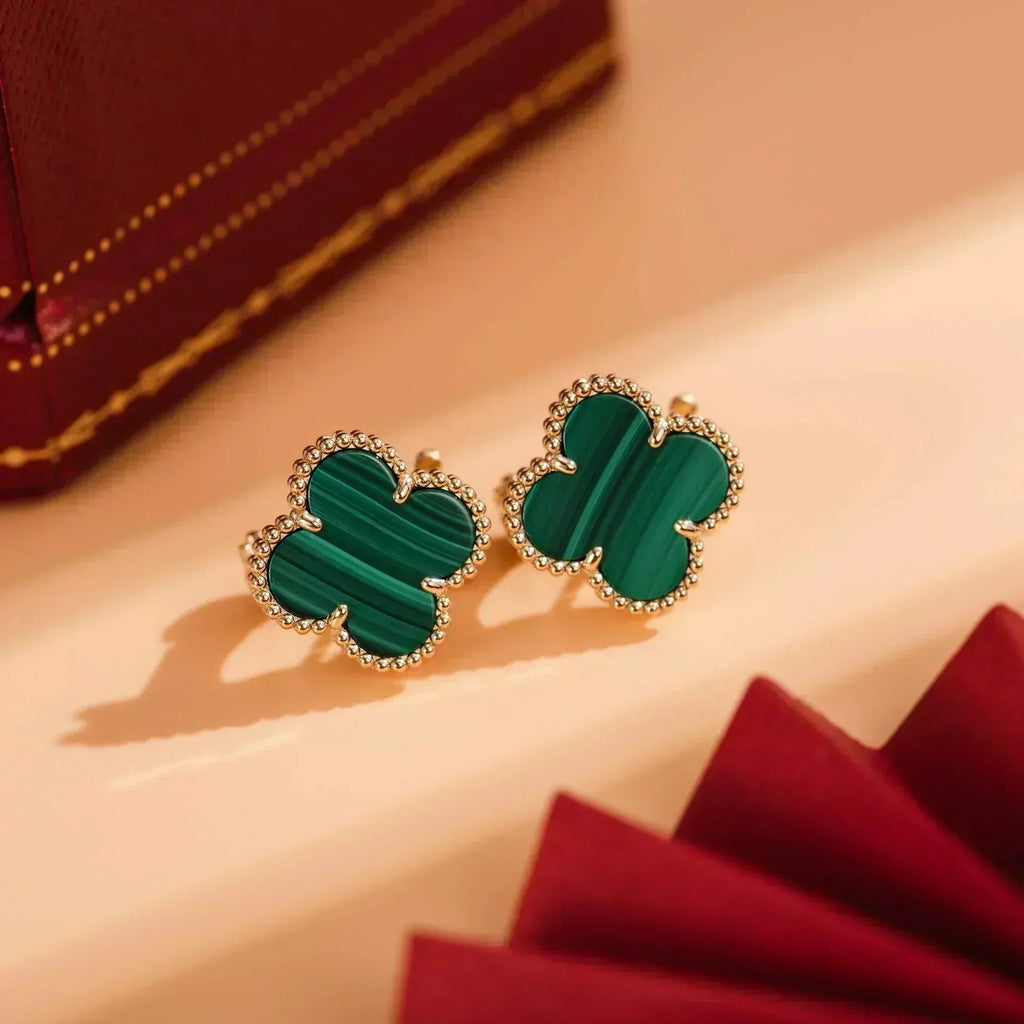 Dream CLOVER MEDIUM 1 MOTIFS MALACHITE  EARRINGS