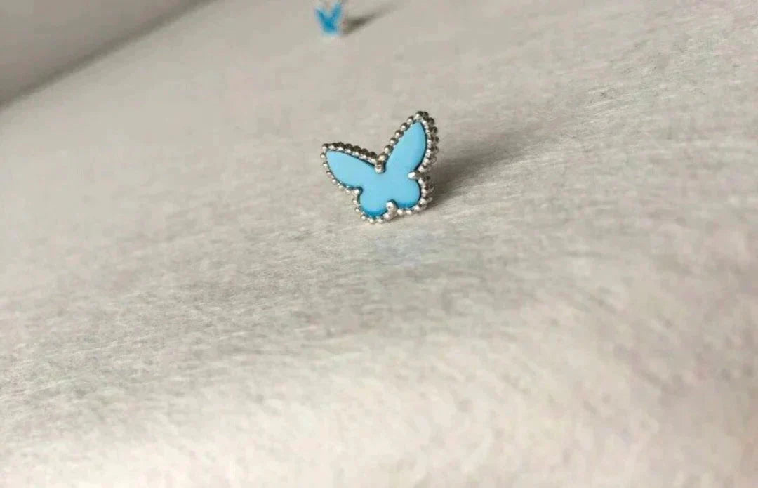 TRAUM-SCHMETTERLINGS-OHRRINGE TÜRKIS SILBER