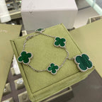 Dream CLOVER Armband mit 5 Motiven aus Silber und Malachit