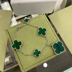 Dream CLOVER Armband mit 5 Motiven aus Silber und Malachit