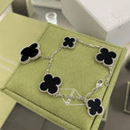Dream CLOVER 5 MOTIFS SIVLER ONYX BRACELET