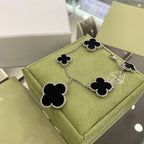 Dream CLOVER 5 MOTIFS SIVLER ONYX BRACELET