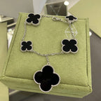 Dream CLOVER 5 MOTIFS SIVLER ONYX BRACELET