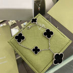Dream CLOVER 5 MOTIFS SIVLER ONYX BRACELET