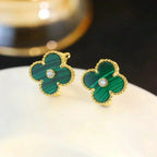 Dream CLOVER MEDIUM 1 MOTIV OHRRINGE MALACHIT DIAMANT