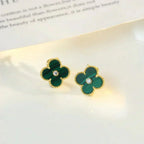 Dream CLOVER MEDIUM 1 MOTIV OHRRINGE MALACHIT DIAMANT