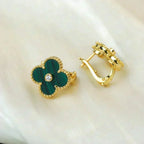 Dream CLOVER MEDIUM 1 MOTIV OHRRINGE MALACHIT DIAMANT