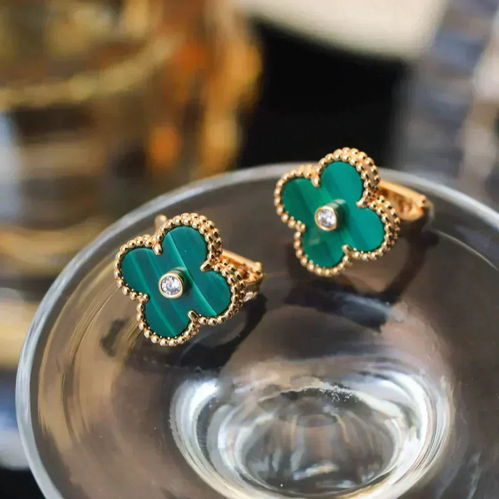 Dream CLOVER MEDIUM 1 MOTIV OHRRINGE MALACHIT DIAMANT