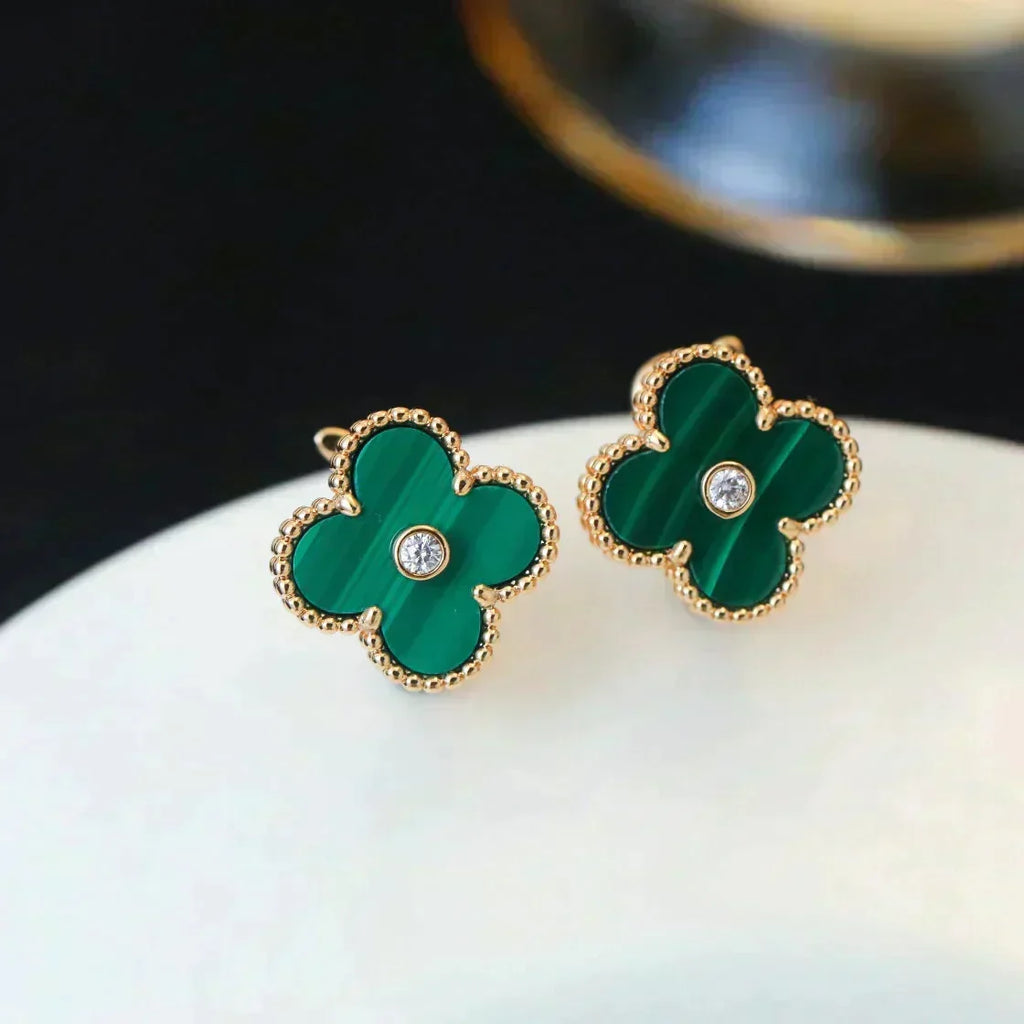 Dream CLOVER MEDIUM 1 MOTIV OHRRINGE MALACHIT DIAMANT