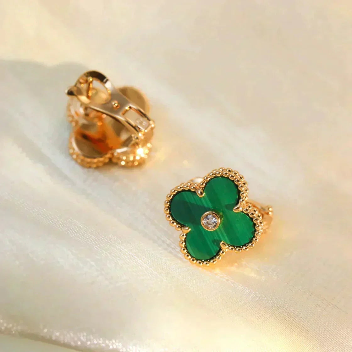 Dream CLOVER MEDIUM 1 MOTIV OHRRINGE MALACHIT DIAMANT